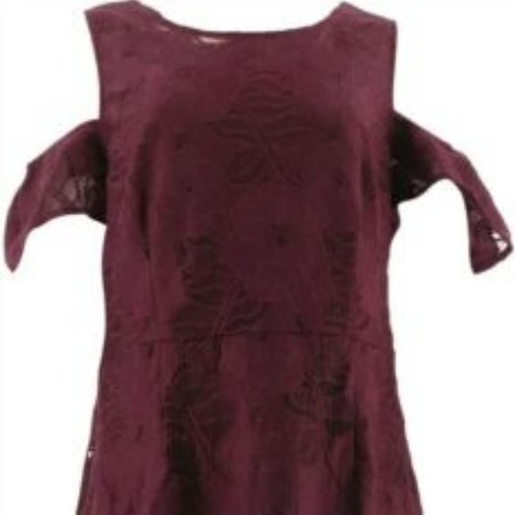 NWT ISAAC MIZRAHI‎ LACE FLUTTER SLV SHEATH DRESS 12 - Picture 2 of 11